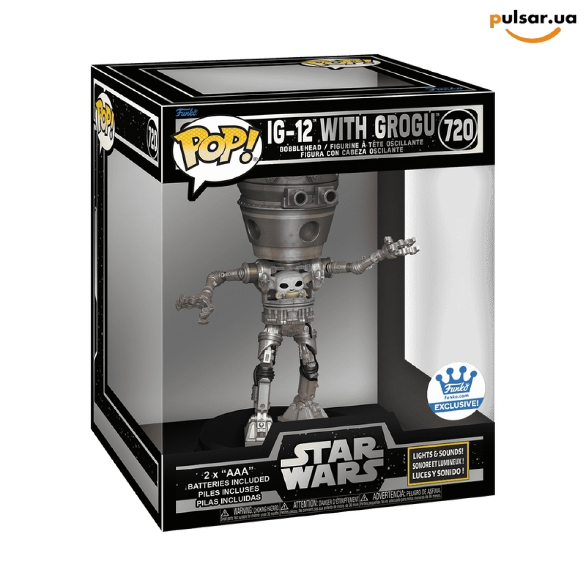 Виниловая фигурка &laquo;Funko POP! &bull; Deluxe &bull; Star Wars ◉ Lights and Sounds IG-12 with Grogu №720&raquo;
