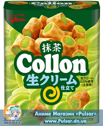Вафельные мини-трубочки Collon от компании Glico  - Matcha  (Зеленый чай)