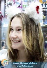 Белые  Неко ушки на обруче модель Maxi Woolliness