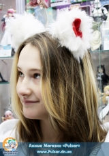 Білі Неко вушка на обручі модель Shorn