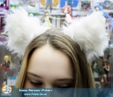 Белые  Неко ушки на обруче модель Maxi Woolliness