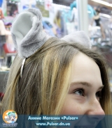 Серые Неко ушки на обруче модель Gray mall