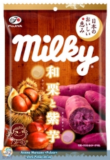 Жевательные конфеты Fujiya Milky Waguri and purple sweet potato bag 85g (Каштаны и пурпурный сладкий картофель )