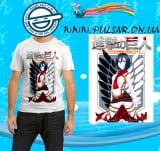 Футболка по аниме сериалу "Shingeki no Kyojin" ("Вторжение Гигантов") модель Mikasa and Logo