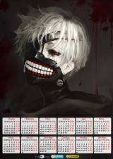 Календар A3 на 2015 рік в аніме стилі Tokyo Ghoul Токійський Гуль Tape 2
