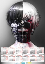 Календар A3 на 2015 рік в аніме стилі Tokyo Ghoul Токійський Гуль Tape 9