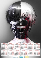 Календарь A3 на 2015 год в аниме стиле Tokyo Ghoul Токийский Гуль Tape 9