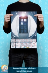 Календарь A3 на 2015 год по мотивам зарубежного сериала "Doctor Who" Доктор Кто  Тардис Tardis   Tape 3