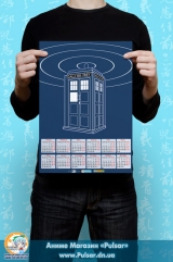 Календарь A3 на 2015 год по мотивам зарубежного сериала "Doctor Who" Доктор Кто  Тардис Tardis   Tape 6