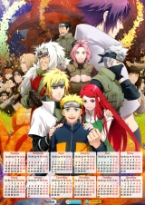 Календарь A3 на 2015 год в аниме стиле Naruto: Shippuuden  Наруто: Ураганные хроники Tape 2