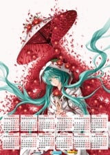 Календарь A3 на 2015 год в аниме стиле Vocaloid Miku Hatsune Мику Хатсуне Tape 3