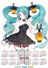 Календарь A3 на 2015 год в аниме стиле Vocaloid Miku Hatsune Мику Хатсуне Tape 5