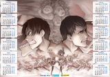 Календар A3 на 2015 рік в аніме стилі shingeki no kyojin Атака Титанів Tape 3