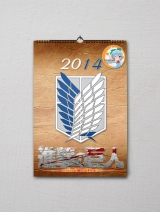 Перекидний календар на пружині ( на 2014 рік) за мотивами Аніме серіалу "Вторгнення Гігантів"
