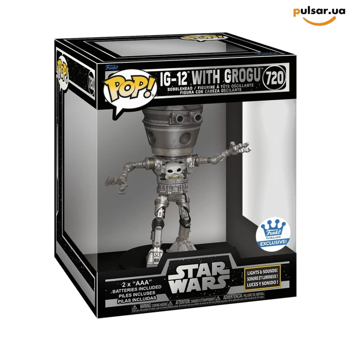 Виниловая фигурка &laquo;Funko POP! &bull; Deluxe &bull; Star Wars ◉ Lights and Sounds IG-12 with Grogu №720&raquo;