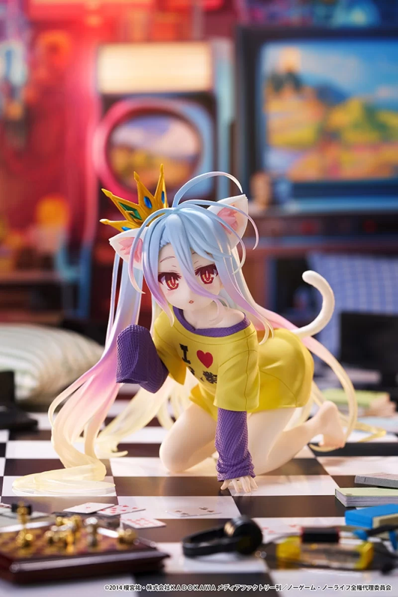 Оригинальная аниме фигурка «"No Game No Life" Desktop Cute Figure Shiro Nekomimi Cat Ear T-shirt Ver.»