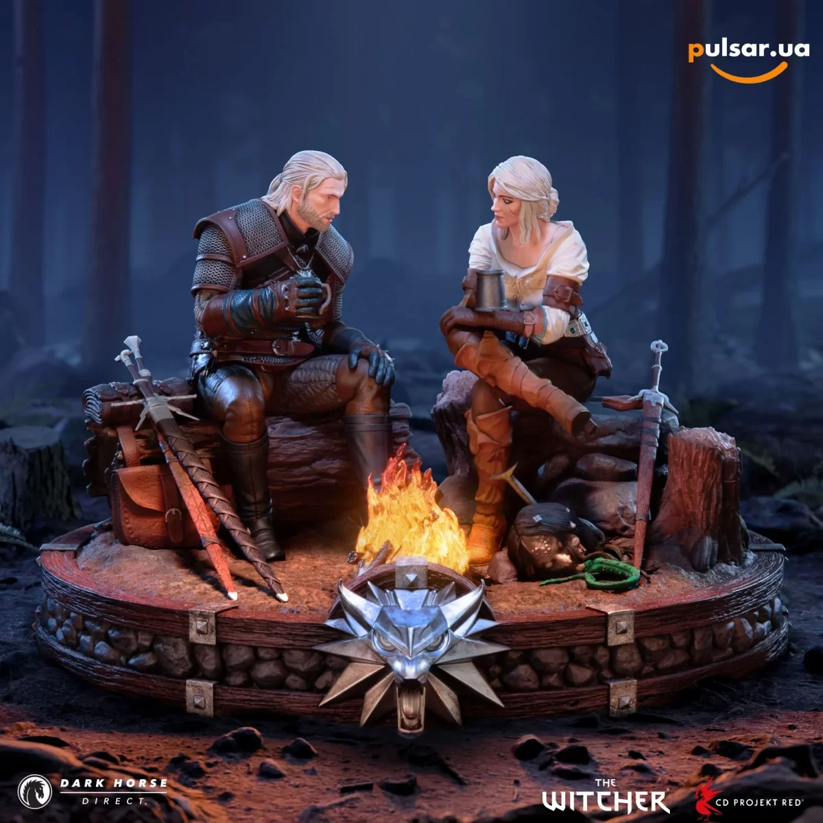 Оригинальная sci-fi фигурка &laquo;The Witcher: Geralt and Ciri Fireside Premium Statue&raquo;