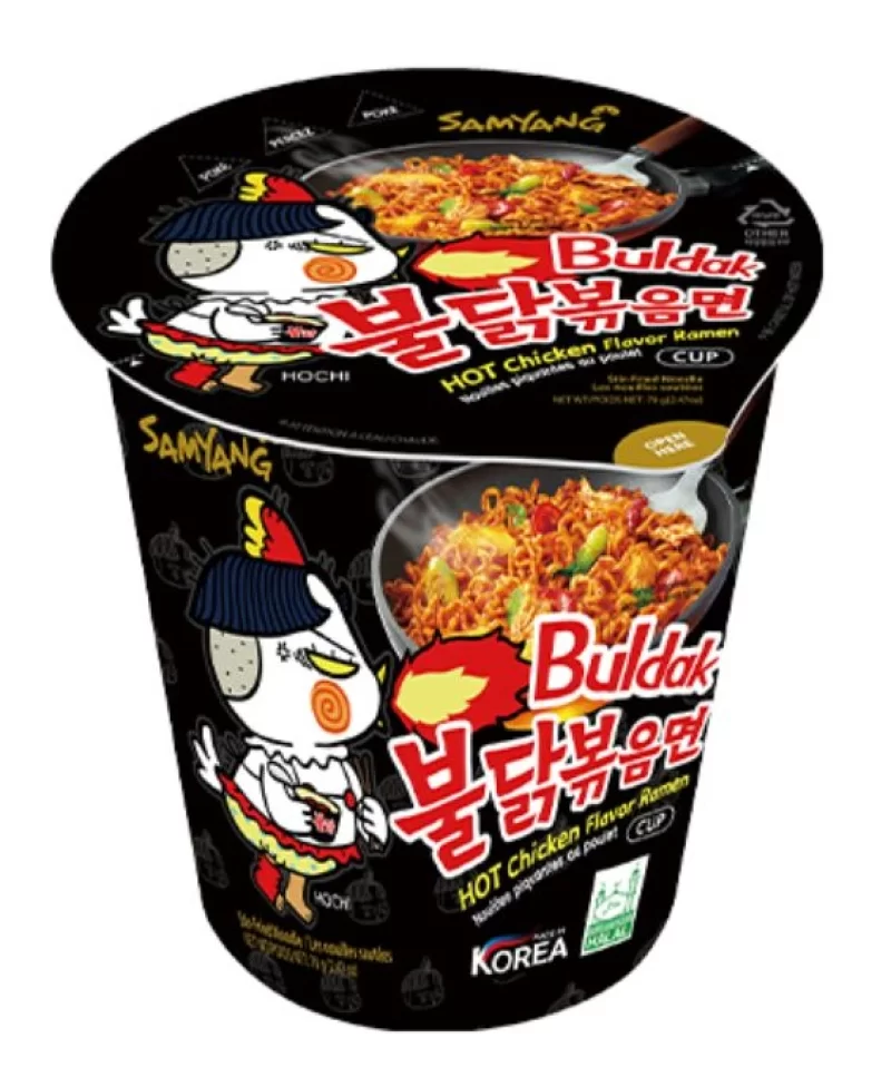 Корейская лапша «Лапша быстрого приготовления Hot Chicken острая курица Samyang, стакан 70 г»