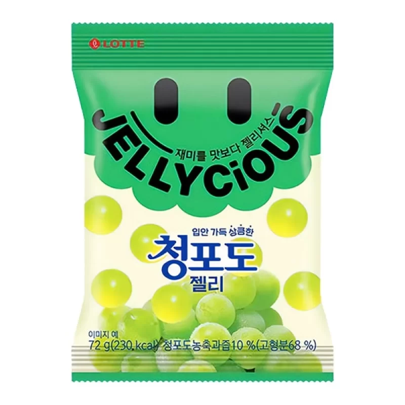 «Жевательный мармелад Jellycious со вкусом зеленого винограда Lotte, 72 г»