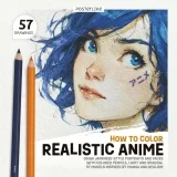 Артбук «How to Color Realistic Anime: Draw Japanese-Style Portraits and Faces with Colored Pencils, Light and Shadow. 57 Models Inspired by Manga and Realism»