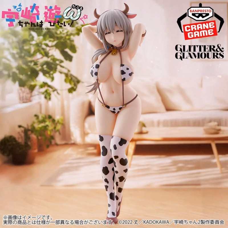 Оригінальна аніме фігурка «"Uzaki-chan Wants to Hang Out!" GLITTER&GLAMOURS Uzaki Tsuki Cow Print Swimsuit Ver.»