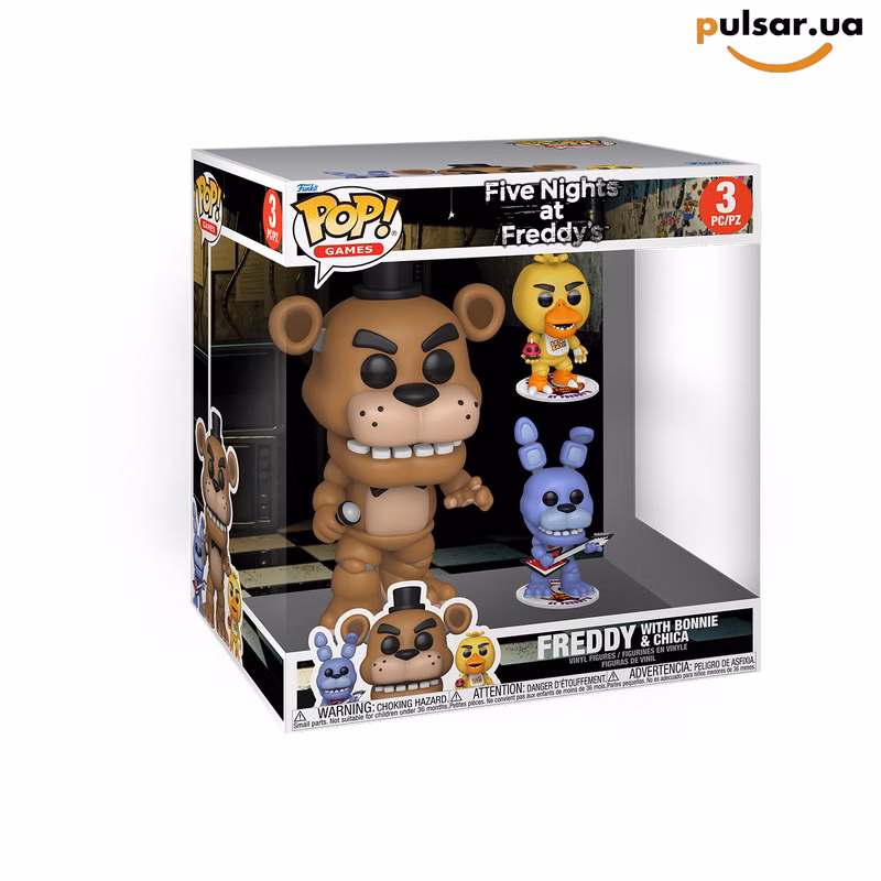 Виниловая фигурка «Funko POP! • Jumbo • Five Nights at Freddy's ◉ Freddy with Bonnie & Chica 3-Pack № -»