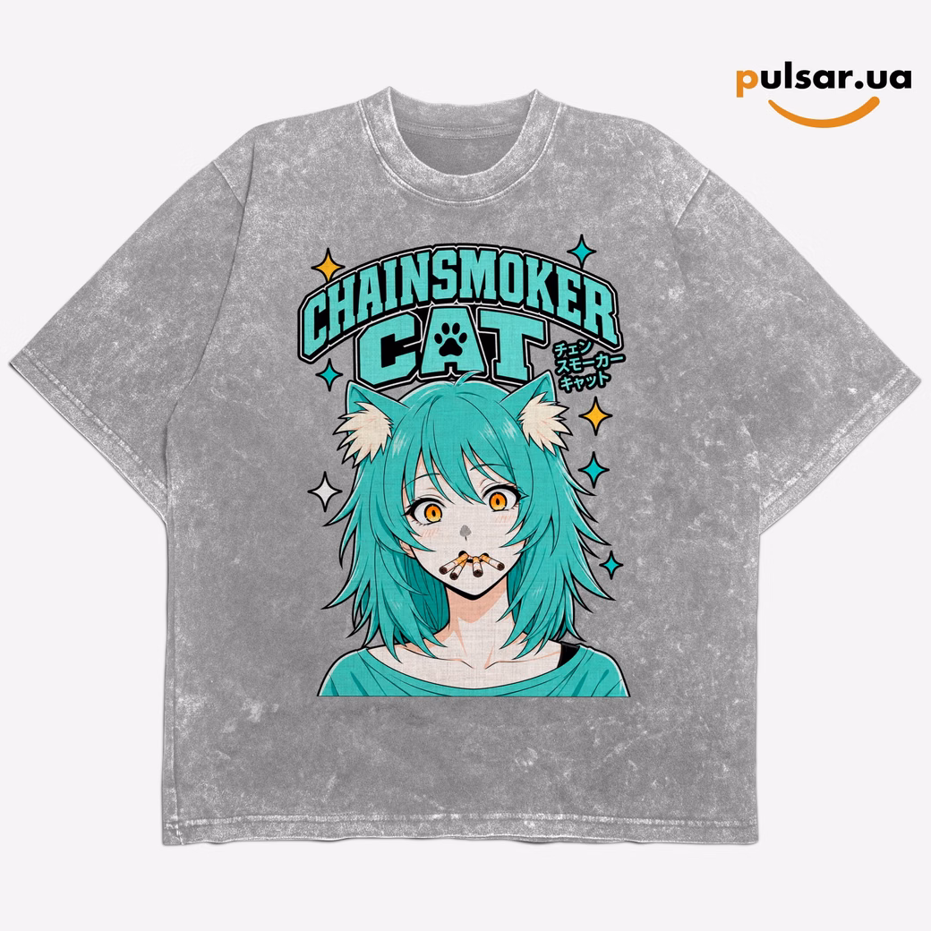 Футболка «Chainsmoker Cat ➤ Yani Neko» модель 2, фото 3