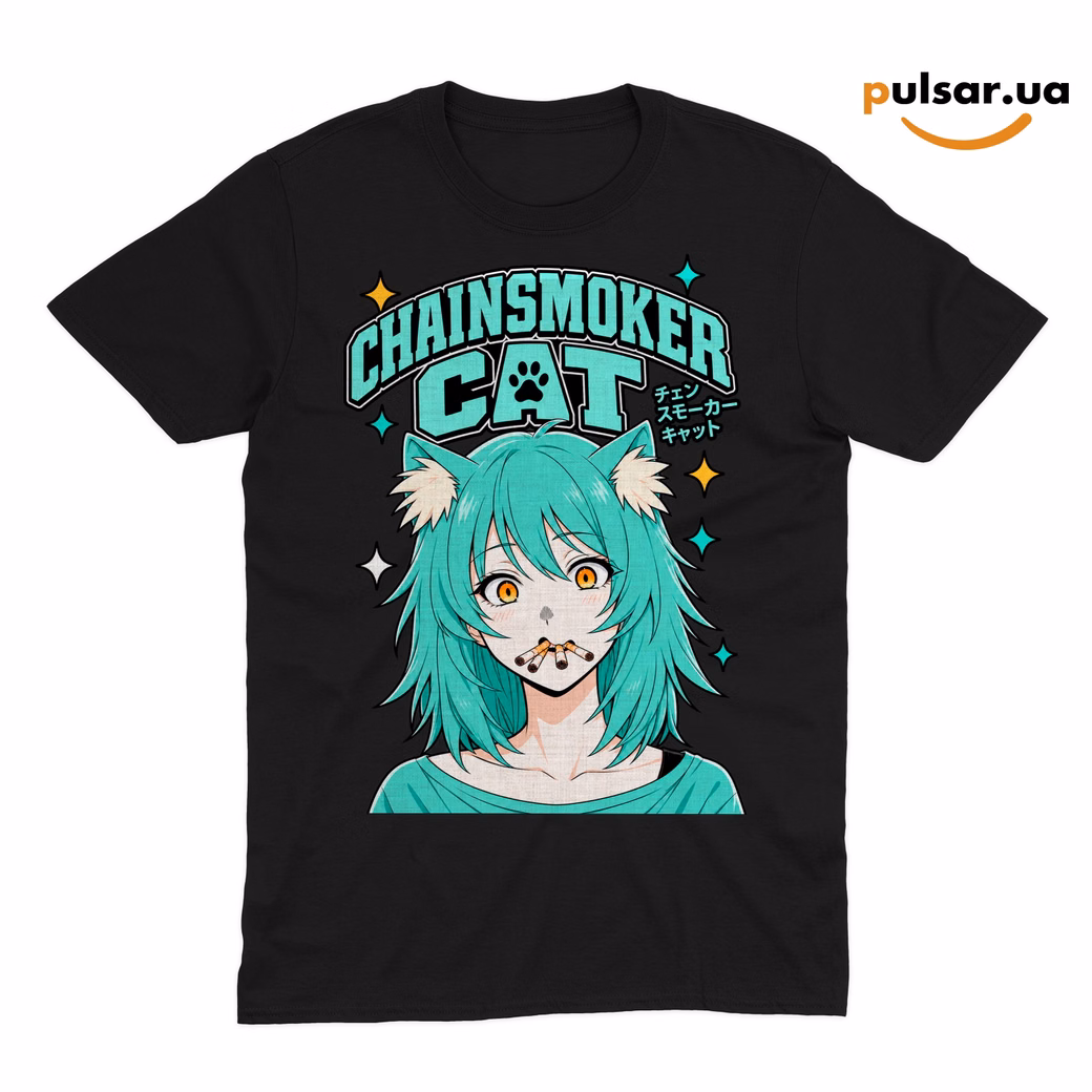 Футболка «Chainsmoker Cat ➤ Yani Neko» модель 2, фото 2