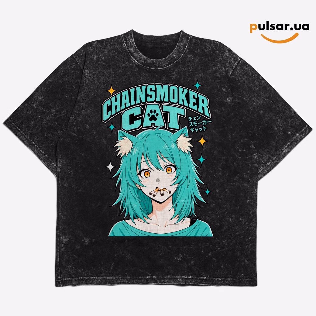 Футболка «Chainsmoker Cat ➤ Yani Neko» модель 2