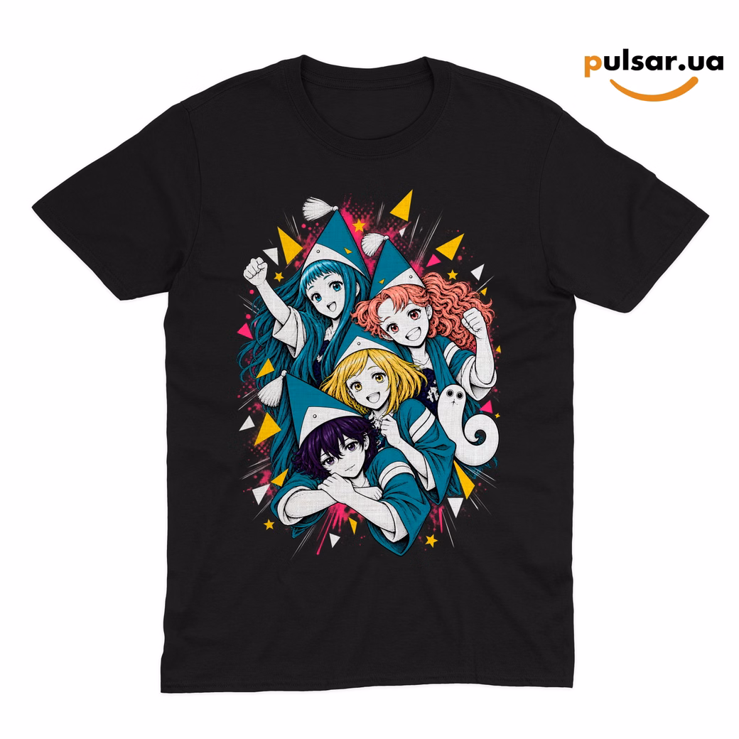 Футболка «Witch Hat Atelier (Tongari Boushi no Atelier) ➤ Coco, Agott, Tetia, Riche & Brushbuddy» модель 1