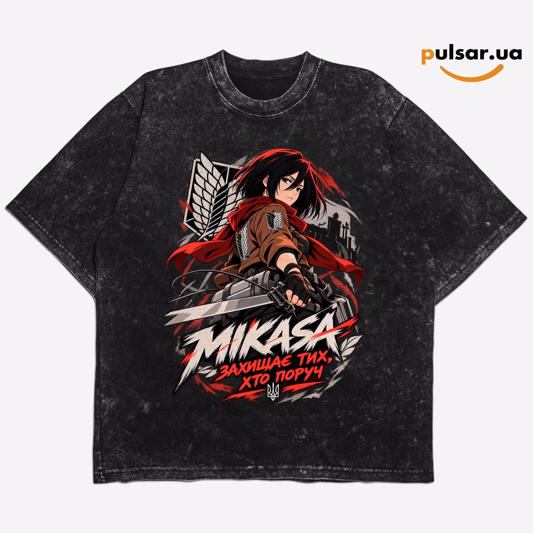 Футболка «UA Army ➤  Attack on titan ✶ Mikasa»  модель 3