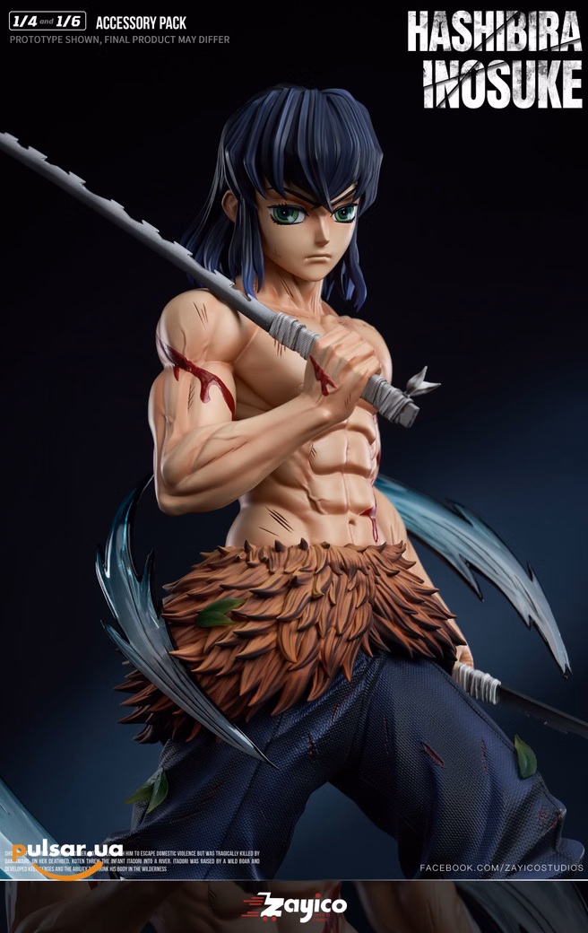 Оригінальна аніме фігурка «1/6 and 1/4 Scale Hashibira Inosuke-Demon Slayer-Zayico Studio», фото 4