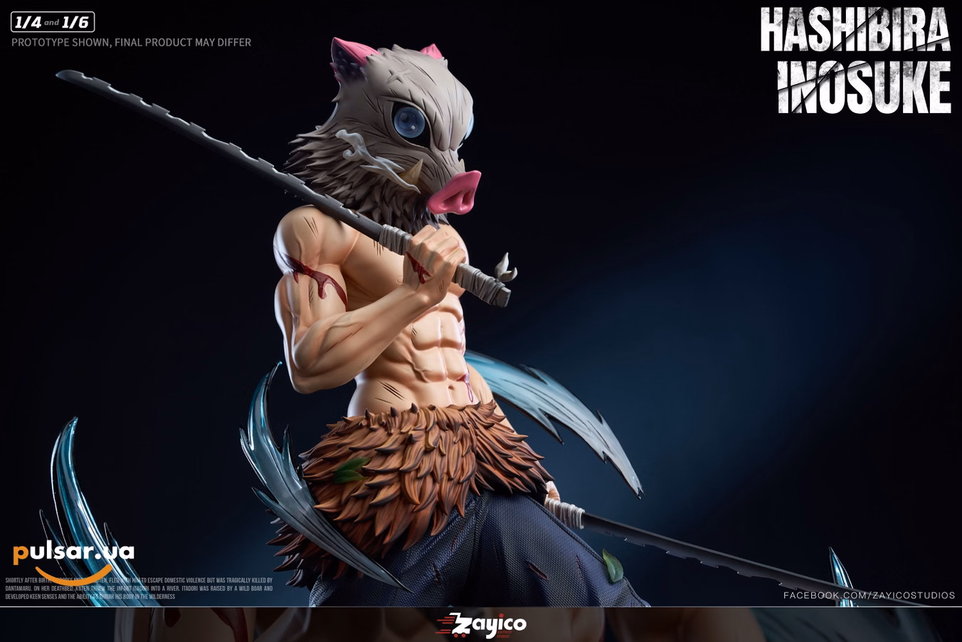 Оригінальна аніме фігурка «1/6 and 1/4 Scale Hashibira Inosuke-Demon Slayer-Zayico Studio», фото 13