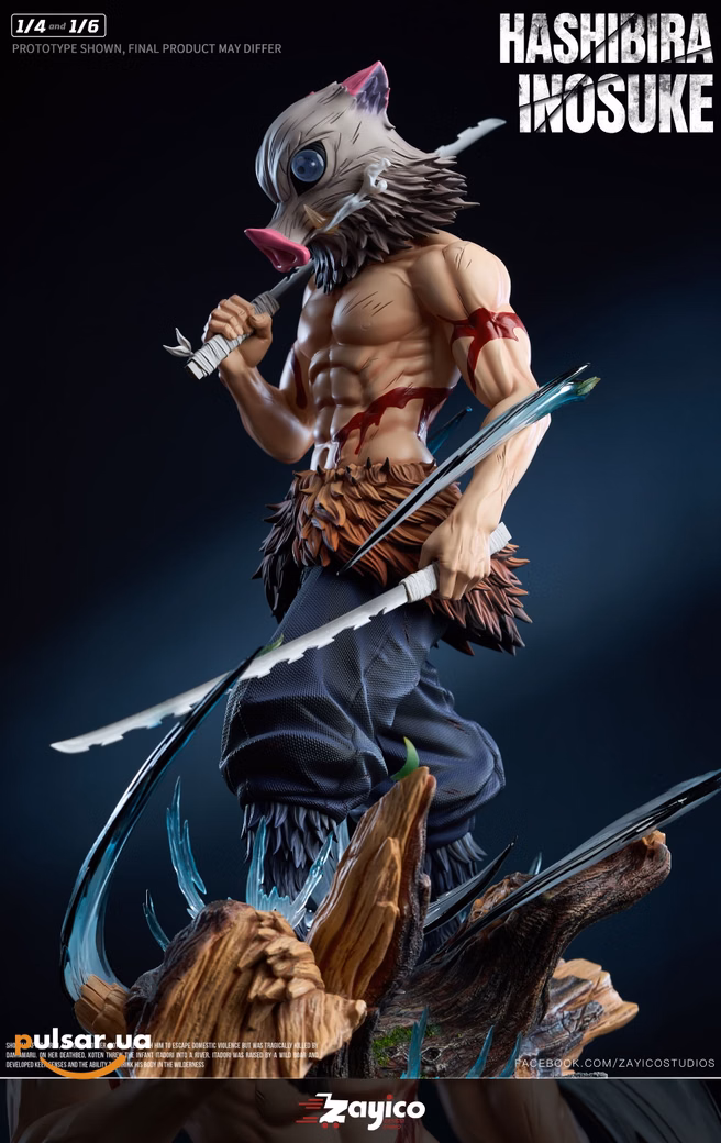 Оригінальна аніме фігурка «1/6 and 1/4 Scale Hashibira Inosuke-Demon Slayer-Zayico Studio», фото 2