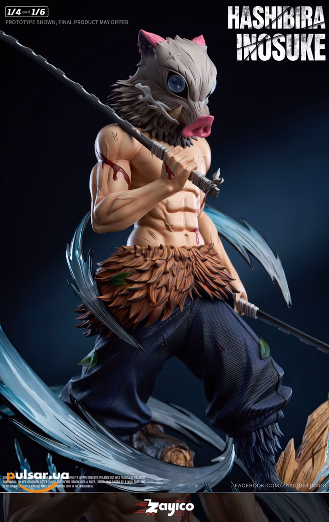 Оригінальна аніме фігурка «1/6 and 1/4 Scale Hashibira Inosuke-Demon Slayer-Zayico Studio», фото 3