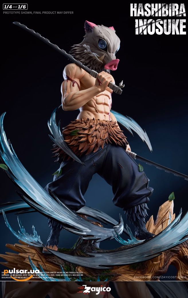 Оригінальна аніме фігурка «1/6 and 1/4 Scale Hashibira Inosuke-Demon Slayer-Zayico Studio»