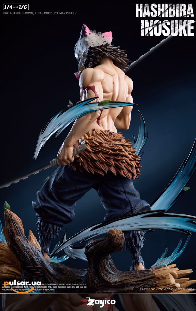 Оригінальна аніме фігурка «1/6 and 1/4 Scale Hashibira Inosuke-Demon Slayer-Zayico Studio», фото 5
