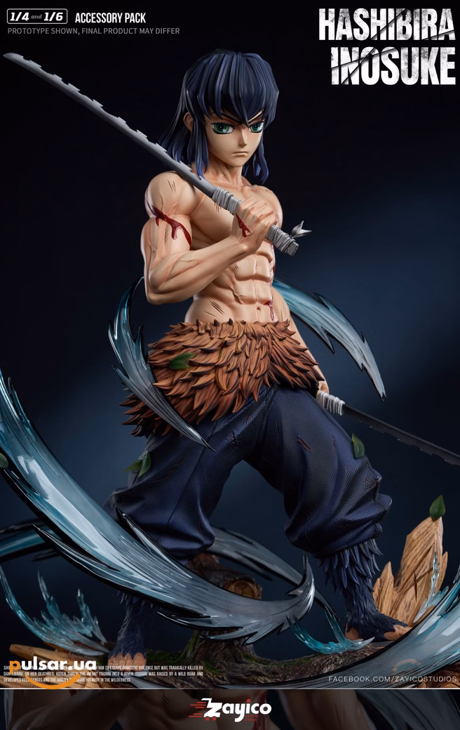Оригінальна аніме фігурка «1/6 and 1/4 Scale Hashibira Inosuke-Demon Slayer-Zayico Studio», фото 6