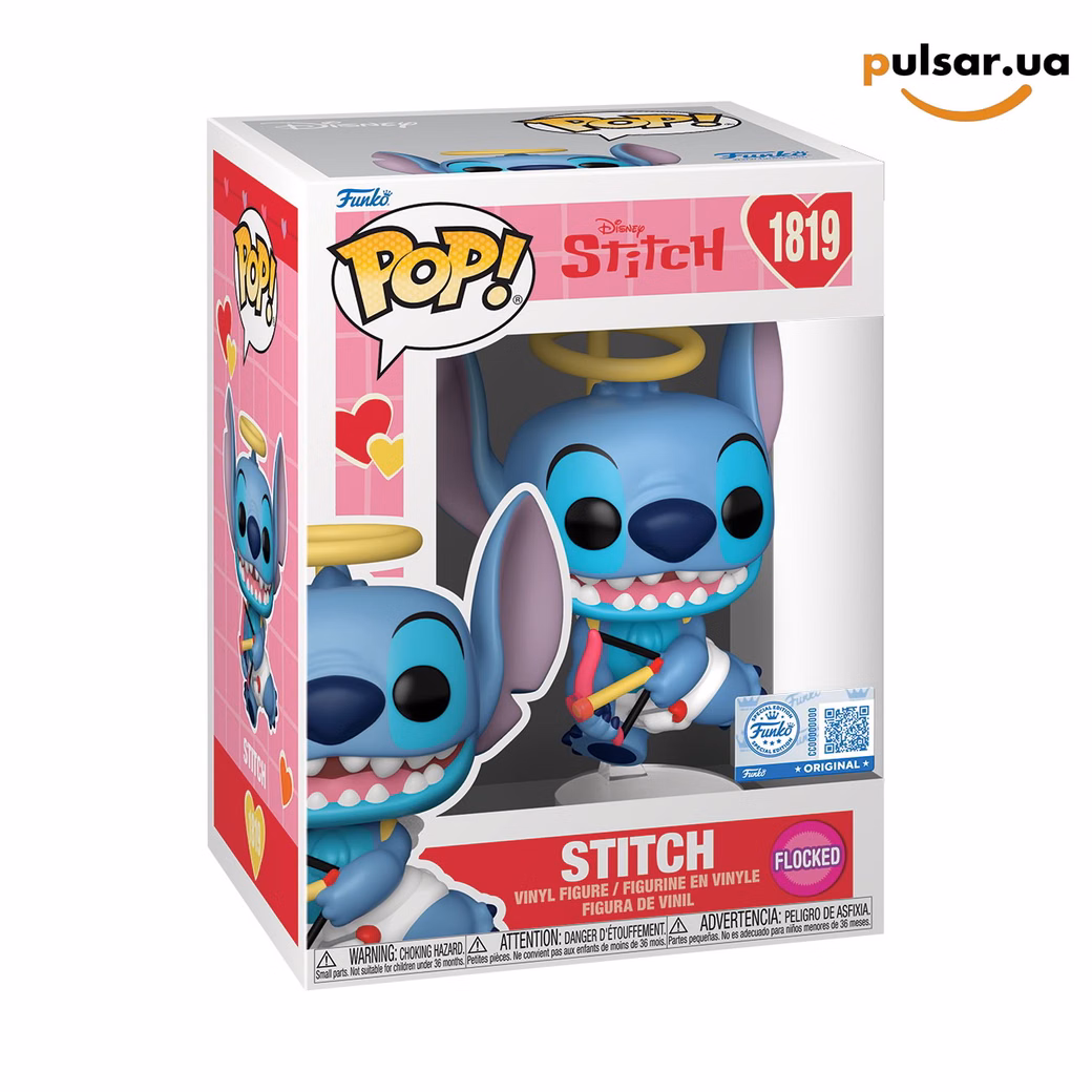 Вінілова фігурка «Funko POP! • Funko exclusive • Lilo & Stitch ◉ Stitch (Valentine) (Flocked) №1819»