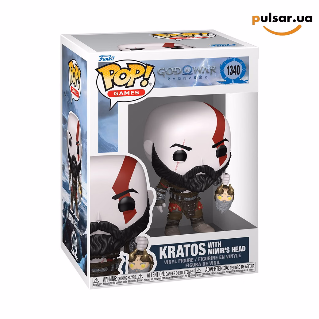 Вінілова фігурка «Funko POP! • • God of War ◉ Kratos with Mimir’s Head (God of War Ragnarök) №1340»