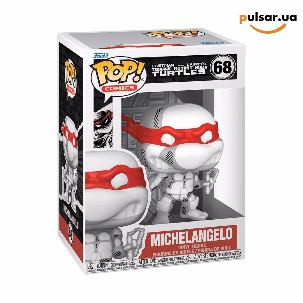 Вінілова фігурка «Funko POP! • • Teenage Mutant Ninja Turtles ◉ Michelangelo (Battle Damaged) (Comic Deco) № 68»
