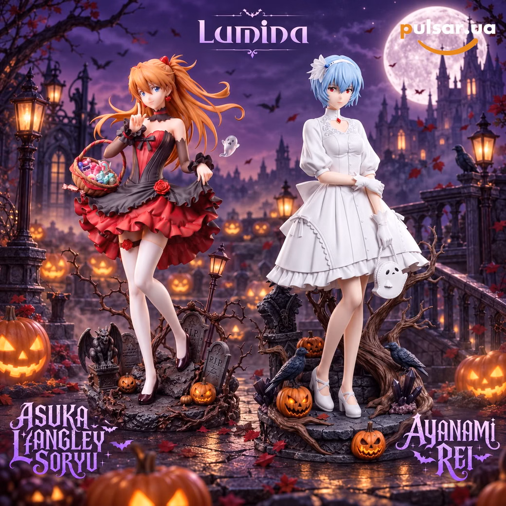 Оригінальна аніме фігурка «Lamina Studio – Neon Genesis Evangelion Asuka Langley & Rei Ayanami Halloween Dress Ver. 1/6 Scale Limited Edition Resin Statue»