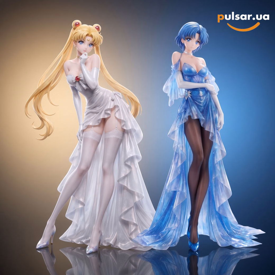 Оригінальна аніме фігурка «CDKEY Studio × PG Studio – Sailor Moon Tsukino Usagi & Mizuno Ami Evening Dress Ver. 1/6 Scale Limited Edition Statue», фото 2