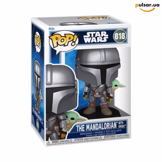 Виниловая фигурка «Funko POP! •  • Star Wars ◉ The Mandalorian with Grogu (On Back) № 818»