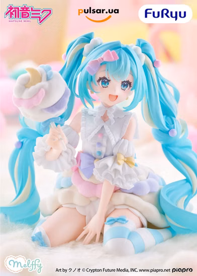 Оригінальна аніме фігурка «Hatsune Miku Melffy Figure - Hatsune Miku Cotton Candy Theme Ver.»