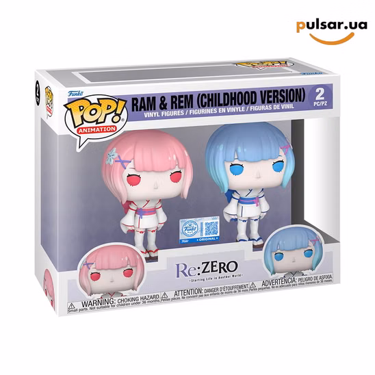 Вінілова фігурка «Funko POP! • Funko Exclusive • Re:ZERO − Starting Life in Another World ◉ Ram & Rem (Childhood Version) 2-Pack № --»