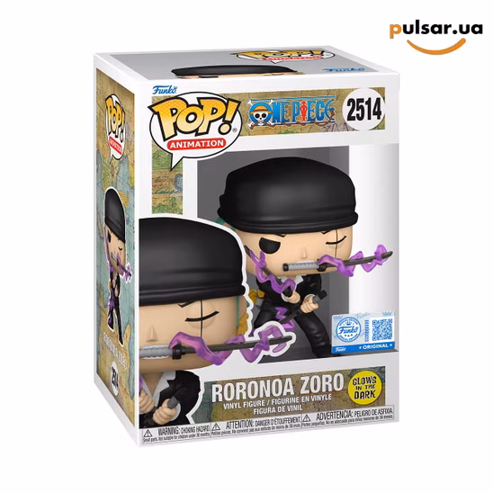 Вінілова фігурка «Funko POP! • GameStop Exclusive • One Piece ◉ Roronoa Zoro (Dressrosa Arc) (Glow) №2514»