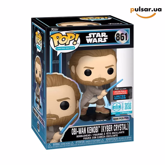 Вінілова фігурка «Funko POP! • New York Comic Con • • Star Wars ◉ Obi-Wan Kenobi (Kyber Crystal) № 861»
