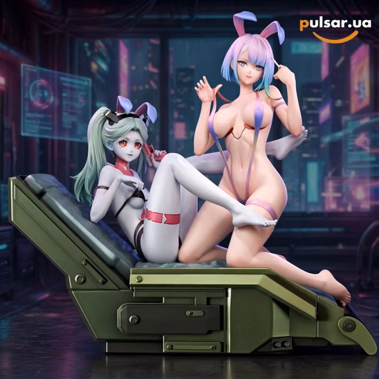 Оригінальна аніме фігурка  «Rumeng Studio – Cyberpunk: Edgerunners Lucy & Rebecca Bunny Girl Ver. 1/6 Scale Resin Statue»